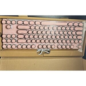 Pink Retro Mechanical Keyboard 87 Key Typewriter Style USB Wired Gaming